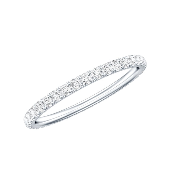 Rosec Jewels Lab Created Diamond Stackable Ring - EF-VS Grade - Pave Diamond Eternity Stacking Band - Valentines Gift, 925 Sterling Silver, US 4.00