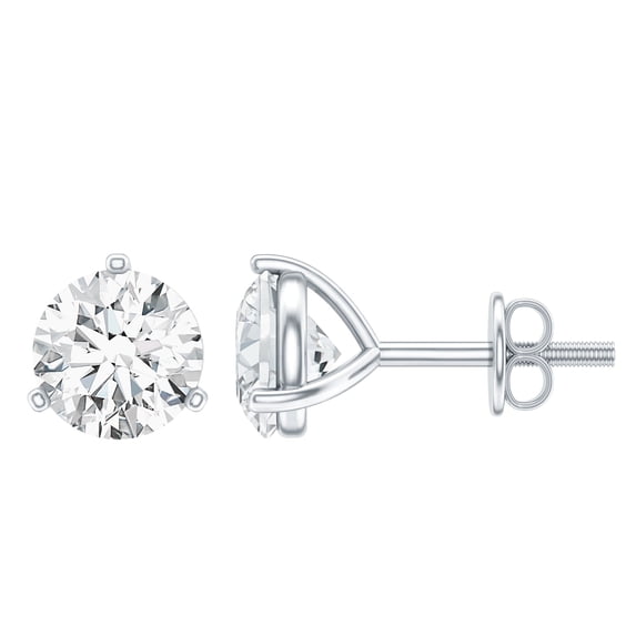 Rosec Jewels Lab Created Diamond Stud Earrings - Martini Earrings with Screw Back (1 Carat, 5 mm, EF-VS Grade), 14K White Gold