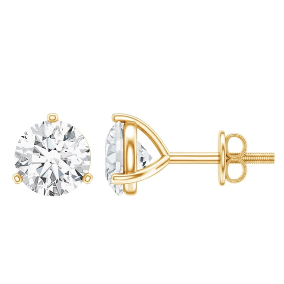 Rosec Jewels Lab Created Diamond Stud Earrings - Martini Earrings with Screw Back (1 Carat, 5 mm, EF-VS Grade), 18K Yellow Gold