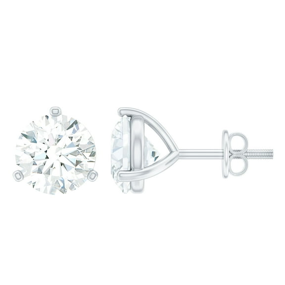 Rosec Jewels Lab Created Diamond Stud Earrings - Martini Earrings with Screw Back (1 Carat, 5 mm, EF-VS Grade), 925 Sterling Silver