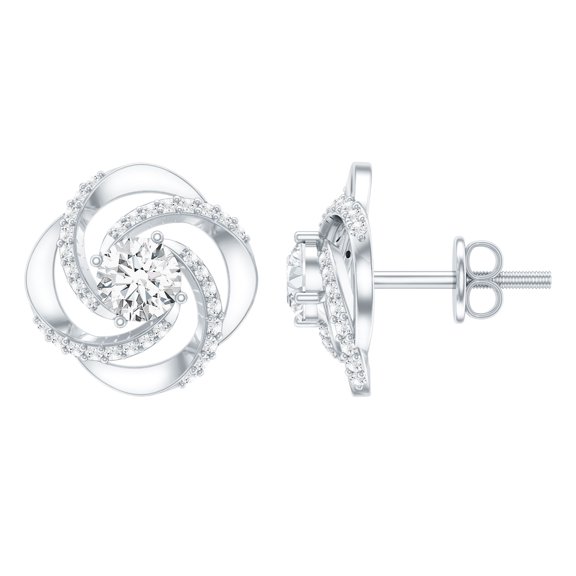 Rosec Jewels - Lab Created Diamond Stud Earrings - Swirl Earrings Ef-Vs Quality - Ready to Gift for Anniversary, 925 Sterling Silver