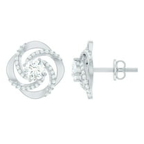 Rosec Jewels - Lab Created Diamond Stud Earrings - Swirl Earrings Ef-Vs Quality - Ready to Gift for Anniversary, 925 Sterling Silver