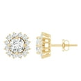 thumbnail image 1 of Rosec Jewels Lab Created Diamond Stud Earrings with Screw Back - Halo Earrings for Mom - EF-VS Quality, 10K Yellow Gold, 1 of 6