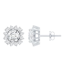 Rosec Jewels Lab Created Diamond Stud Earrings with Screw Back - Halo Earrings for Mom - EF-VS Quality, 925 Sterling Silver