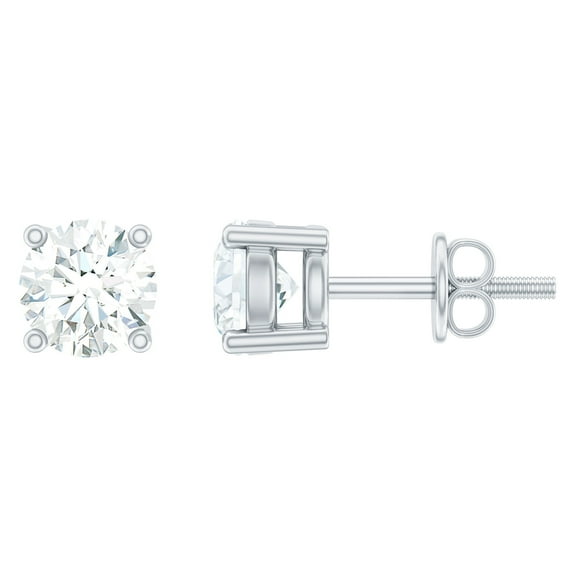 Rosec Jewels Lab Created Diamond Studs 4 mm - EF-VS Quality Certified Half Carat Diamond Earrings with Screw Back, 10K White Gold