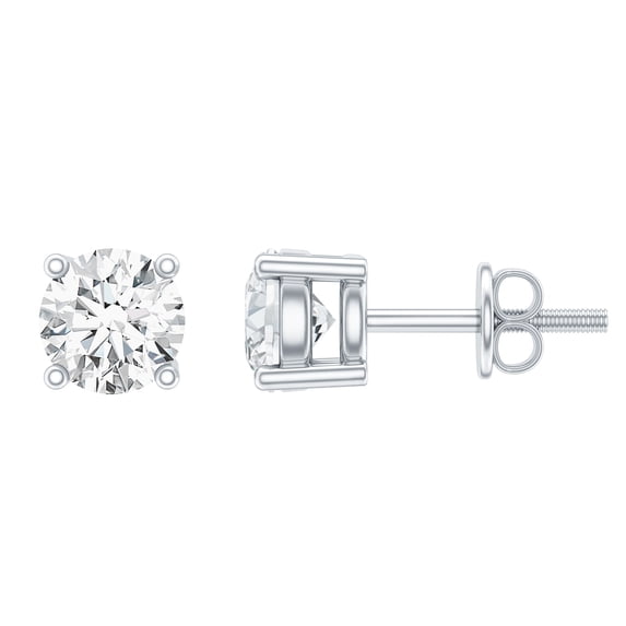 Rosec Jewels Lab Created Diamond Studs - EF-VS Quality Certified Half Carat Diamond Earrings with Screw Back, 18K White Gold