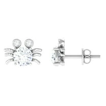 Rosec Jewels Lab Created Diamond Studs - Animal Inspired Crab Earrings (5 mm, 1 Carat, EF-VS Grade), 925 Sterling Silver