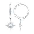 thumbnail image 1 of Rosec Jewels Lab Created Diamond Sunburst Drop Earrings Ef-Vs Grade - Hinged Hoop Earrings for Christmas, 14K White Gold, 1 of 8
