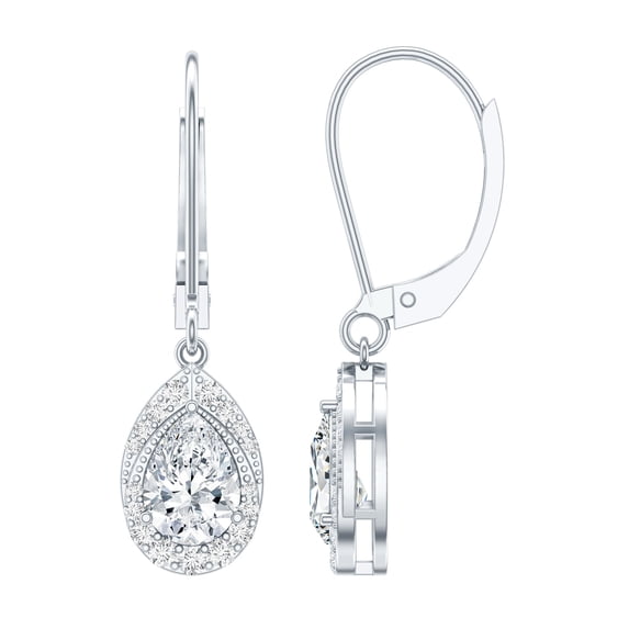 Rosec Jewels Lab Created Diamond Teardrop Earrings (Ef-Vs Quality) - Lever Back Earrings Gift for Anniversary, 18K White Gold