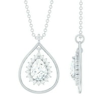 Rosec Jewels Lab Created Diamond Teardrop Pendant with Halo - EF-VS Quality - Ready to Gift for Birthday, 925 Sterling Silver