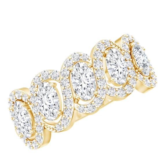 Rosec Jewels Lab Created Diamond Wedding Band - Designer Wide Eternity Ring (EF-VS Quality), 18K Yellow Gold, US 12.50