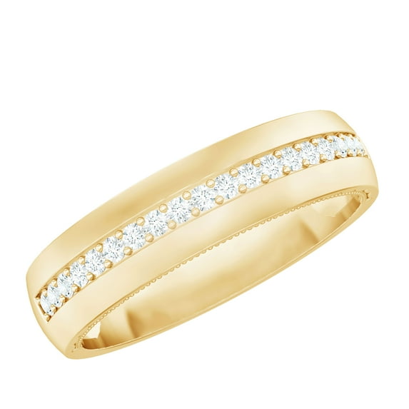 Rosec Jewels Lab Created Diamond Wedding Band for Men - EF-VS Quality Certified, 14K Yellow Gold, US 8.00