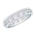 thumbnail image 1 of Rosec Jewels Lab Created Diamond Wedding Band for Women - 3 Row Diamond Band - EF-VS Quality, 925 Sterling Silver, US 4.00, 1 of 9