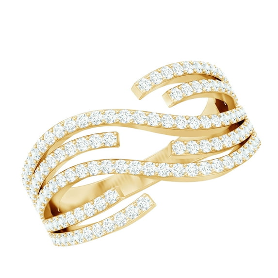 Rosec Jewels Lab Created Diamond Wedding Band for Women - Statement Infinity Ring - EF-VS Quality, 18K Yellow Gold, US 9.00