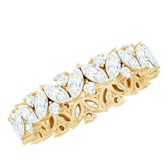 Rosec Jewels Lab Created Diamond Wedding Ring - Classic Full Eternity Band Ring - EF-VS Quality, 10K Yellow Gold, US 4.00