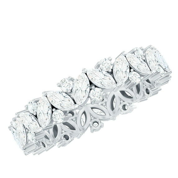 Rosec Jewels Lab Created Diamond Wedding Ring - Classic Full Eternity Band Ring - EF-VS Quality, 925 Sterling Silver, US 4.00