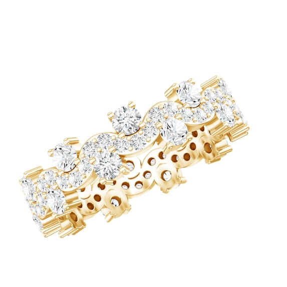 Rosec Jewels Lab Created Diamond Wedding Ring - Designer Full Eternity Band Ring - EF-VS Quality, 10K Yellow Gold, US 6.50