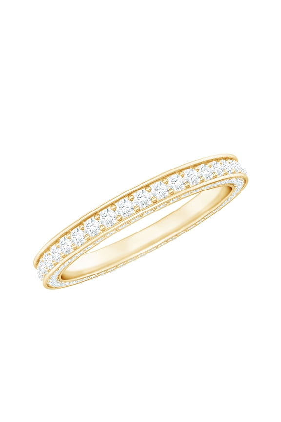 Lab Created Diamond Wedding Ring (EF-VS Quality) - Full Eternity Stacking Band - with Jewelry Box, 14K Yellow Gold, US 7.00