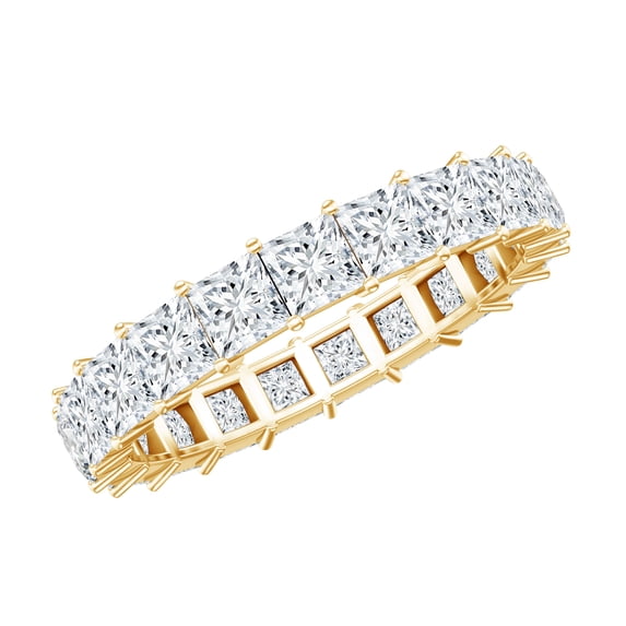 Rosec Jewels Lab Created Diamond Wedding Ring - Princess Cut Eternity Band - EF-VS Grade (Ready to Gift), 18K Yellow Gold, US 11.00