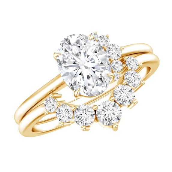 Rosec Jewels - Lab Created Diamond Wedding Rings Set - Designer Engagement Ring with Enhancer (EF-VS Quality), 18K Yellow Gold, US 5.50