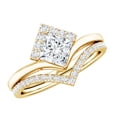 thumbnail image 1 of Rosec Jewels Lab Created Diamond Wedding Rings Set of 2 (Ef-Vs Quality) - Square Engagement Ring with Enhancer, 18K Yellow Gold, US 6.50, 1 of 9