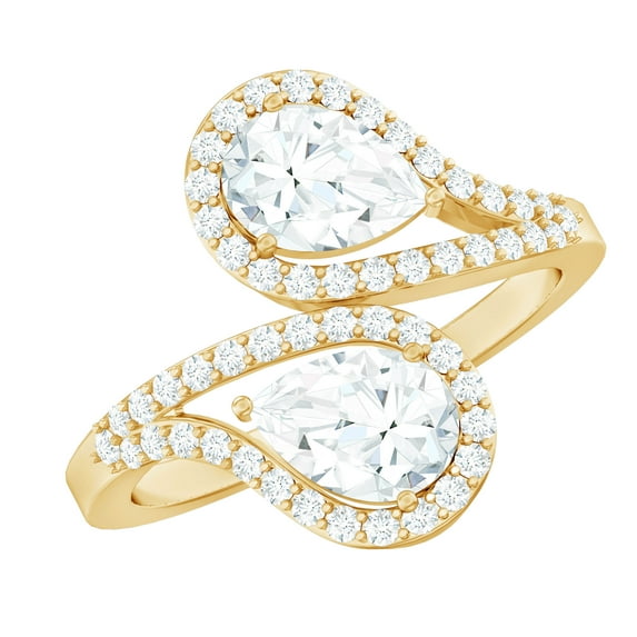 Rosec Jewels Lab Created Diamond Wrap Ring (EF-VS Quality) - Designer Ring for Mothers Day, 10K Yellow Gold, US 4.00