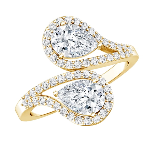 Rosec Jewels Lab Created Diamond Wrap Ring (EF-VS Quality) - Designer Ring for Mothers Day, 10K Yellow Gold, US 4.00