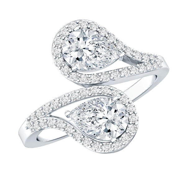Rosec Jewels Lab Created Diamond Wrap Ring (EF-VS Quality) - Designer Ring for Mothers Day, 14K White Gold, US 4.50