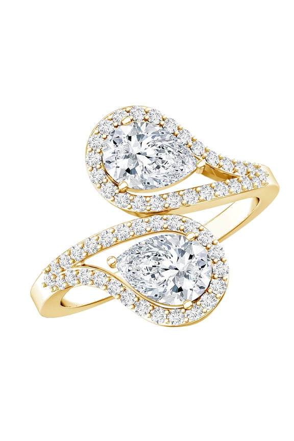 Lab Created Diamond Wrap Ring (EF-VS Quality) - Designer Ring for Mothers Day, 14K Yellow Gold, US 7.00