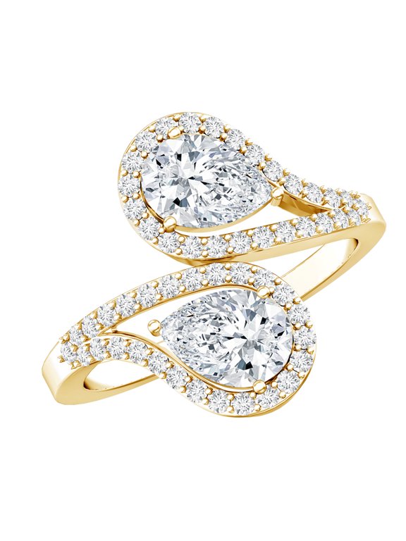 Lab Created Diamond Wrap Ring (EF-VS Quality) - Designer Ring for Mothers Day, 14K Yellow Gold, US 7.00