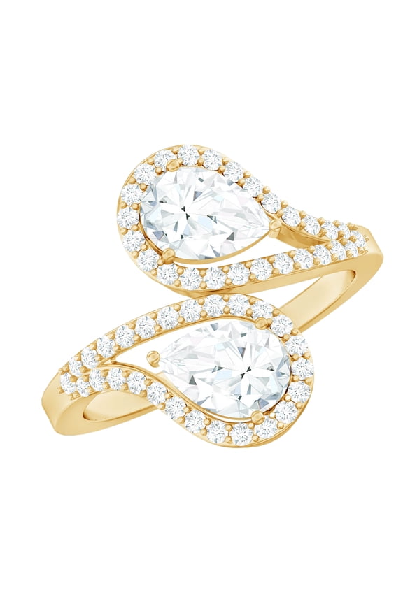 Lab Created Diamond Wrap Ring (EF-VS Quality) - Designer Ring for Mothers Day, 14K Yellow Gold, US 7.00