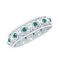 thumbnail image 1 of Rosec Jewels Certified Lab Grown Emerald Celtic Wedding Band for Women - AAAA Grade - Vintage Style Emerald Band - with Jewelry Box, 10K White Gold, US 4.50, 1 of 7