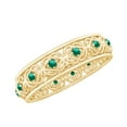 thumbnail image 1 of Rosec Jewels Certified Lab Grown Emerald Celtic Wedding Band for Women - AAAA Grade - Vintage Style Emerald Band - with Jewelry Box, 14K Yellow Gold, US 9.50, 1 of 8