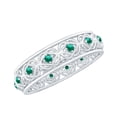 thumbnail image 1 of Rosec Jewels Certified Lab Grown Emerald Celtic Wedding Band for Women - AAAA Grade - Vintage Style Emerald Band - with Jewelry Box, 18K White Gold, US 11.50, 1 of 8