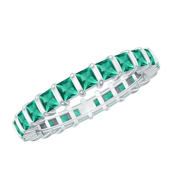 Rosec Jewels Lab Created Emerald Full Eternity Band Ring for Women - AAAA Quality, 925 Sterling Silver, US 4.00