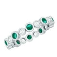 thumbnail image 1 of Rosec Jewels Lab Created Emerald Moissanite Eternity Band Ring for Women (AAAA Quality), 10K White Gold, US 3.50, 1 of 8