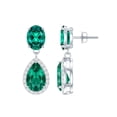 thumbnail image 1 of Rosec Jewels Lab Grown Emerald Teardrop Earrings for Women - AAAA Grade - Certified Emerald Moissanite Earrings - with Jewelry Box, 14K White Gold, 1 of 7