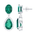 thumbnail image 1 of Rosec Jewels Lab Created Emerald Teardrop Earrings for Women with Moissanite - AAAA Grade, 925 Sterling Silver, 1 of 8