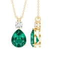 thumbnail image 1 of Rosec Jewels Lab Grown Emerald Teardrop Pendant Necklace - 2.5 Ct - AAAA Grade - Emerald Moissanite Necklace - with Jewelry Box, 18K Yellow Gold, 1 of 7