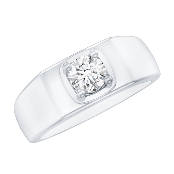 Rosec Jewels Lab Created Engagement Ring Band for Men (EF-VS Quality, 5 mm, 0.5 Ct) - Ready to Gift, 18K White Gold, US 11.50