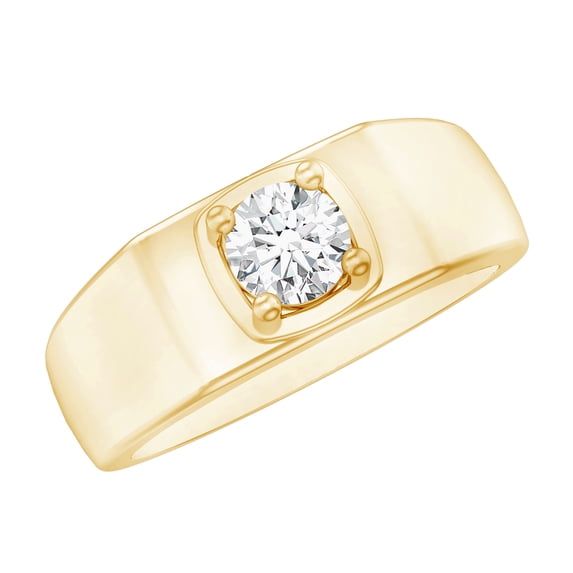 Rosec Jewels Lab Created Engagement Ring Band for Men (EF-VS Quality, 5 mm, 0.5 Ct) - Ready to Gift, 18K Yellow Gold, US 12.00