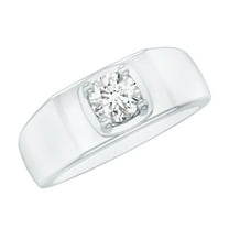 Rosec Jewels Lab Created Engagement Ring Band for Men (EF-VS Quality, 5 mm, 0.5 Ct) - Ready to Gift, 925 Sterling Silver, US 4.00