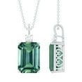 thumbnail image 1 of Rosec Jewels Lab Created Green Sapphire Solitaire Pendant Necklace with Moissanite - 10X14 mm, 14K White Gold, 1 of 7
