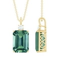 thumbnail image 1 of Rosec Jewels Lab Created Green Sapphire Solitaire Pendant Necklace with Moissanite - 10X14 mm, 18K Yellow Gold, 1 of 7