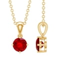 thumbnail image 1 of Rosec Jewels Lab Created Ruby Solitaire Pendant for Women (5 mm, AAAA Quality), 10K Yellow Gold, 1 of 7