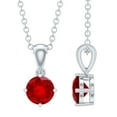 thumbnail image 1 of Rosec Jewels Lab Created Ruby Solitaire Pendant for Women (5 mm, AAAA Quality), 18K White Gold, 1 of 7
