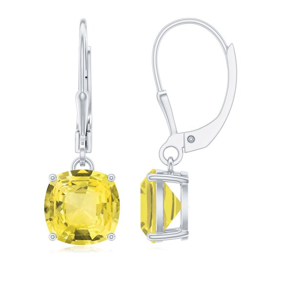 Lab Created Yellow Sapphire Solitaire Drop Earrings for Women - AAAA Quality, 10K White Gold