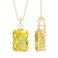 thumbnail image 1 of Rosec Jewels Lab Created Yellow Sapphire Solitaire Pendant with Moissanite for Women - 10X14 mm, 14K Yellow Gold, 1 of 7