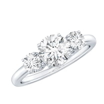 Rosec Jewels Lab Diamond 3 Stone Engagement Ring for Women - Past Present Future Ring - EF-VS Grade, 925 Sterling Silver, US 4.00
