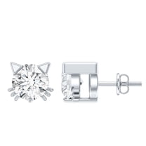 Rosec Jewels Lab Diamond Cat Earrings with Screw Back (4 mm, 1/2 Ct, EF-VS Quality) - Ready to Gift, 925 Sterling Silver